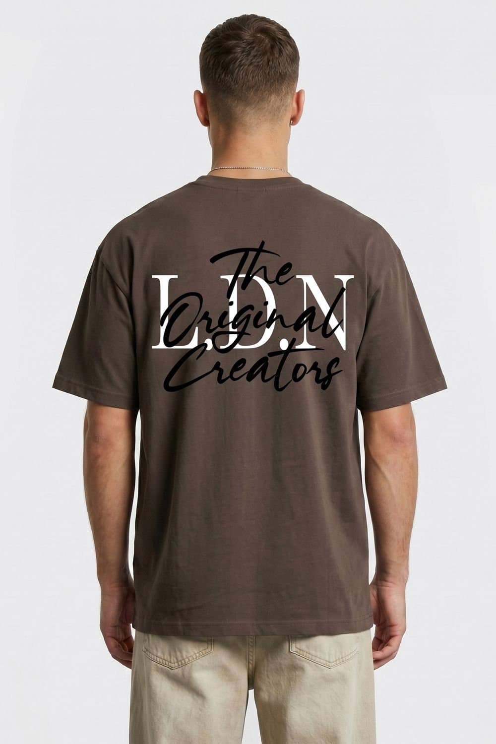 LONDON ATTITUDE LONDON ATTITUDE Men's Original Creators Oversized Heavyweight Streetwear Graphic T-Shirt in Chocolate
