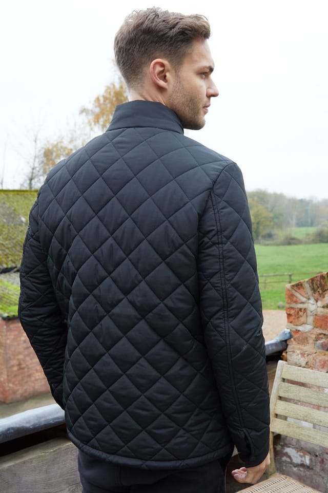 Threadbare Threadbare Men's Funnel Neck Diamond Quilted Jacket in Black - 2