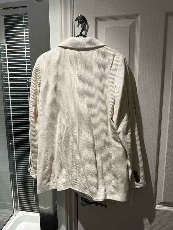H&M H&m cream double breasted cord blazer