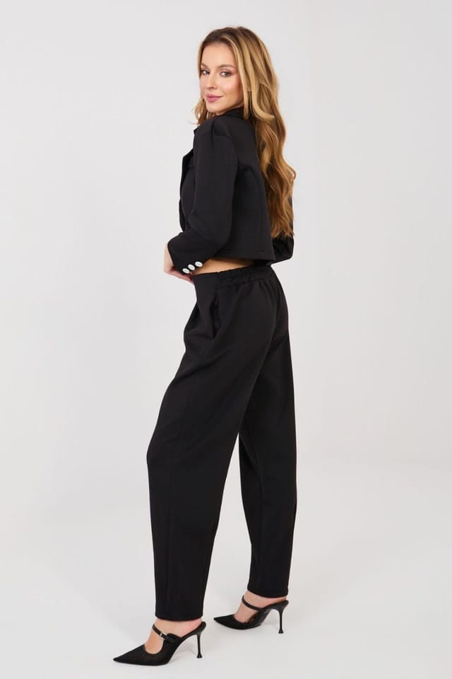 Love Lace Love Lace Women's Elegant Short Blazer & High Waist Pants in Black - 2