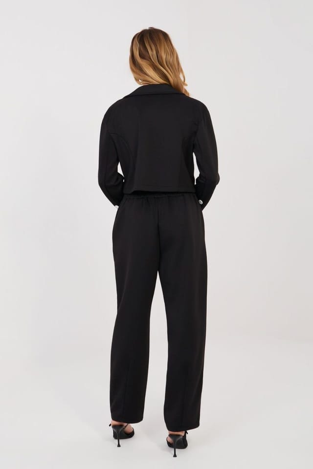 Love Lace Love Lace Women's Elegant Short Blazer & High Waist Pants in Black - 3