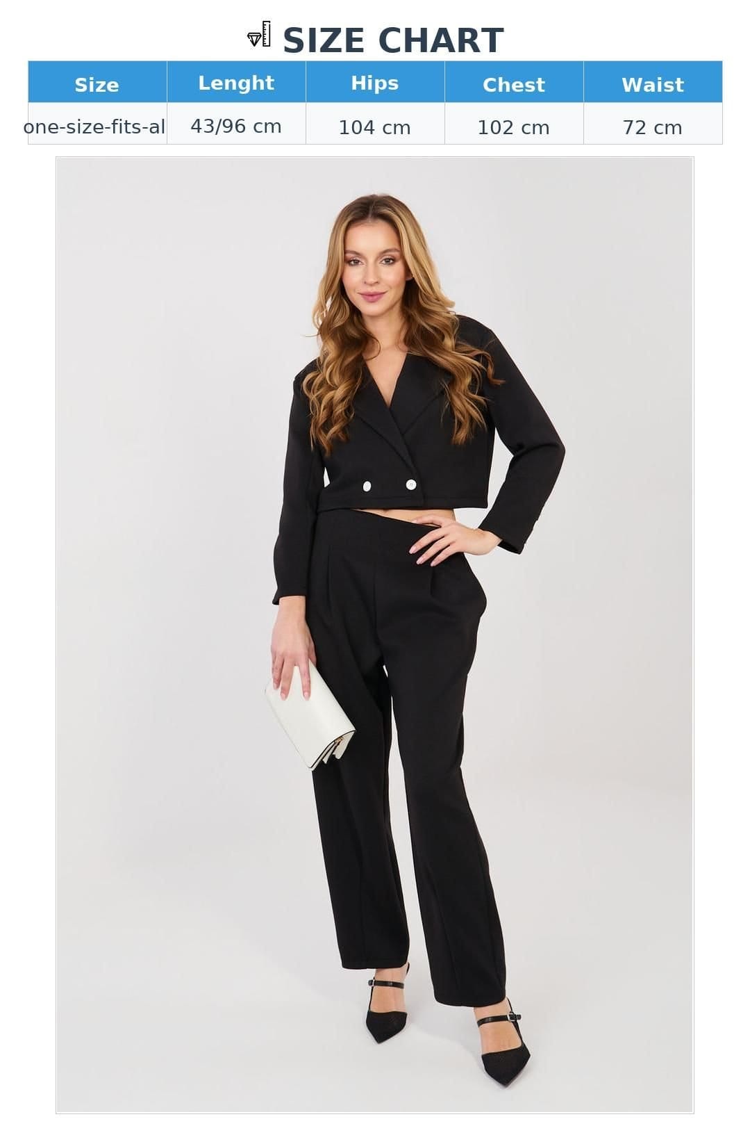 Love Lace Love Lace Women's Elegant Short Blazer & High Waist Pants in Black - 4