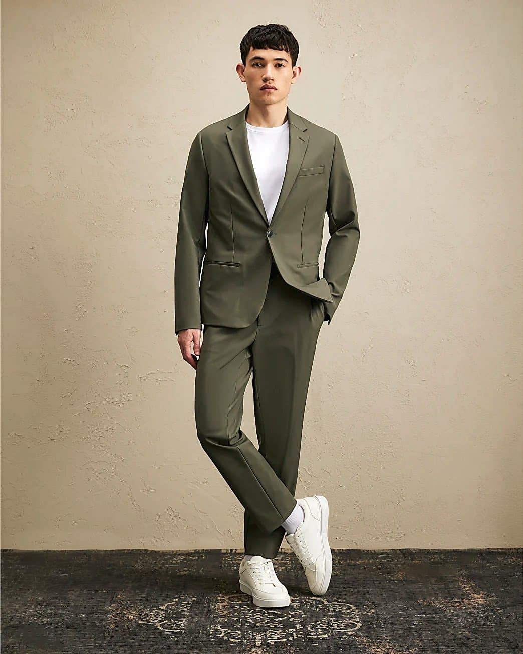 River Island Mens River Island Khaki Skinny Fit Comfort Stretch Trousers