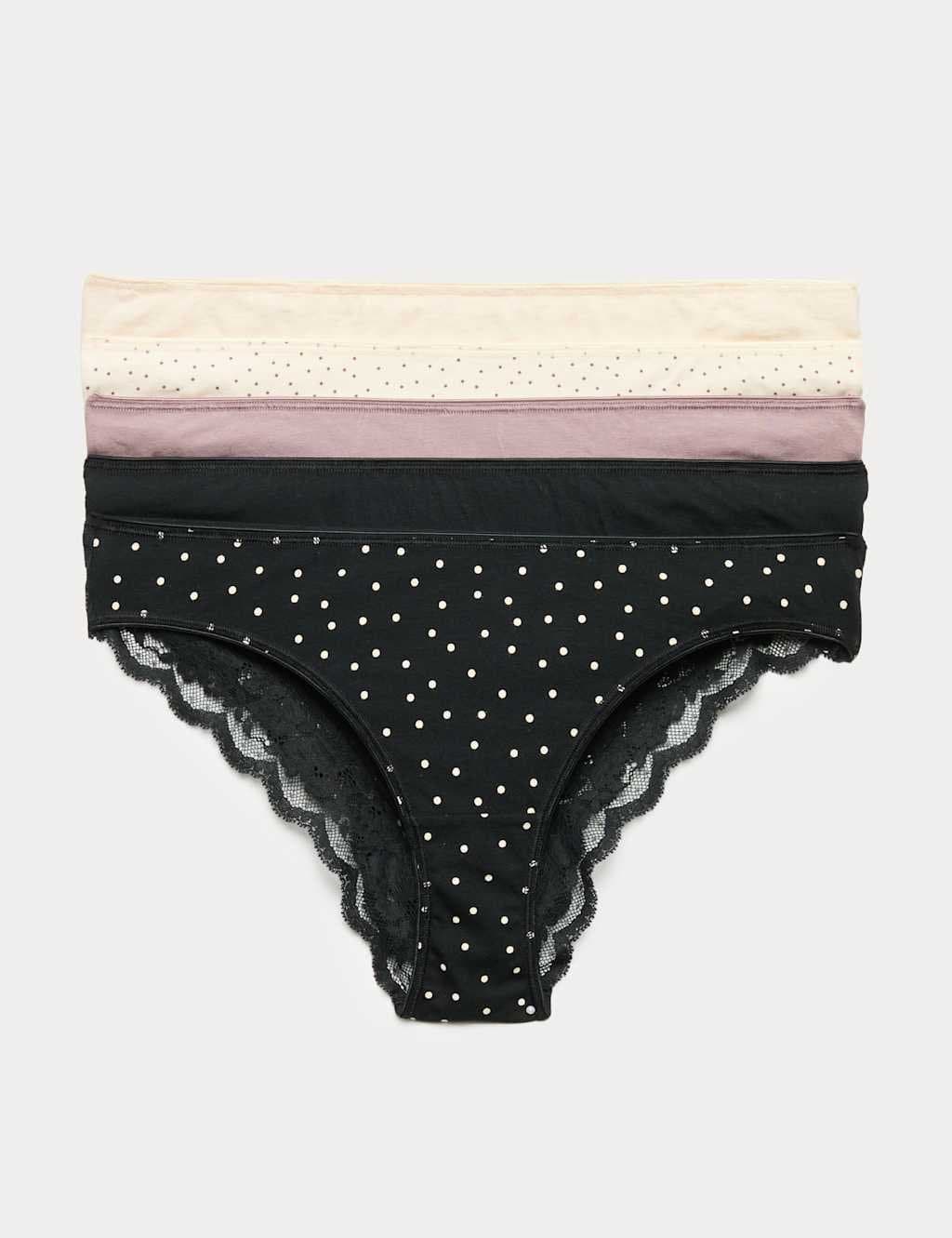 Marks & Spencer M&S 5pk Cotton Rich Printed Brazilian Knickers Praline
