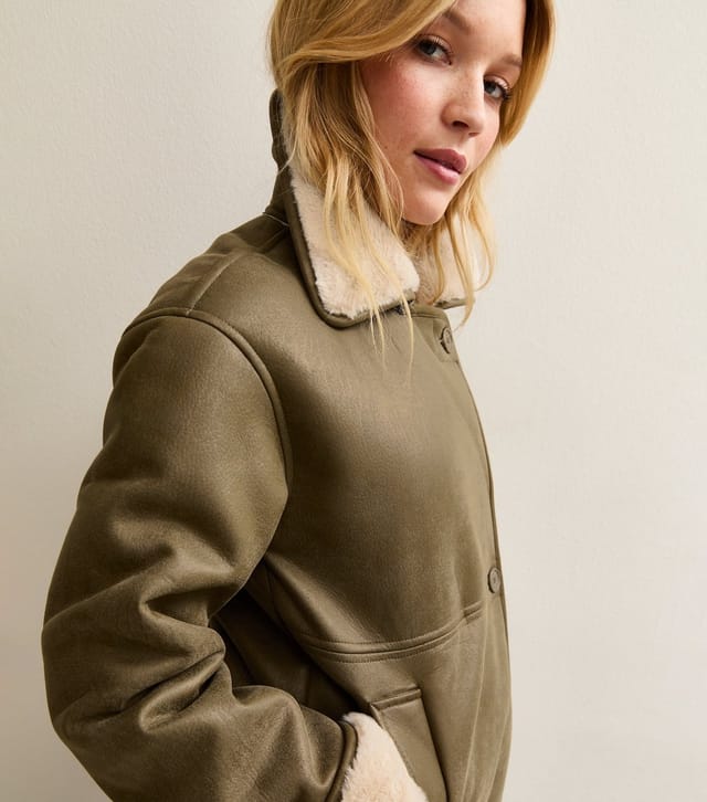 New Look Women's Light Khaki Contrast Trim Bonded Jacket New Look - 2