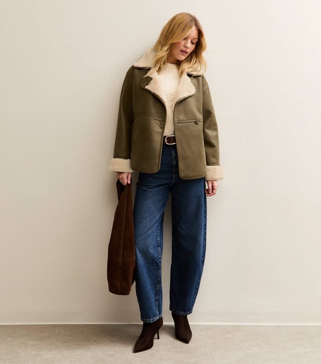 New Look Women's Light Khaki Contrast Trim Bonded Jacket New Look - 3