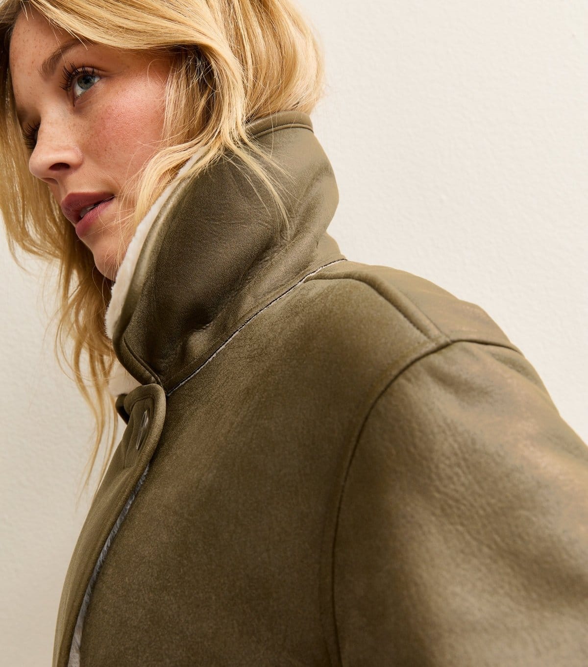 New Look Women's Light Khaki Contrast Trim Bonded Jacket New Look - 4