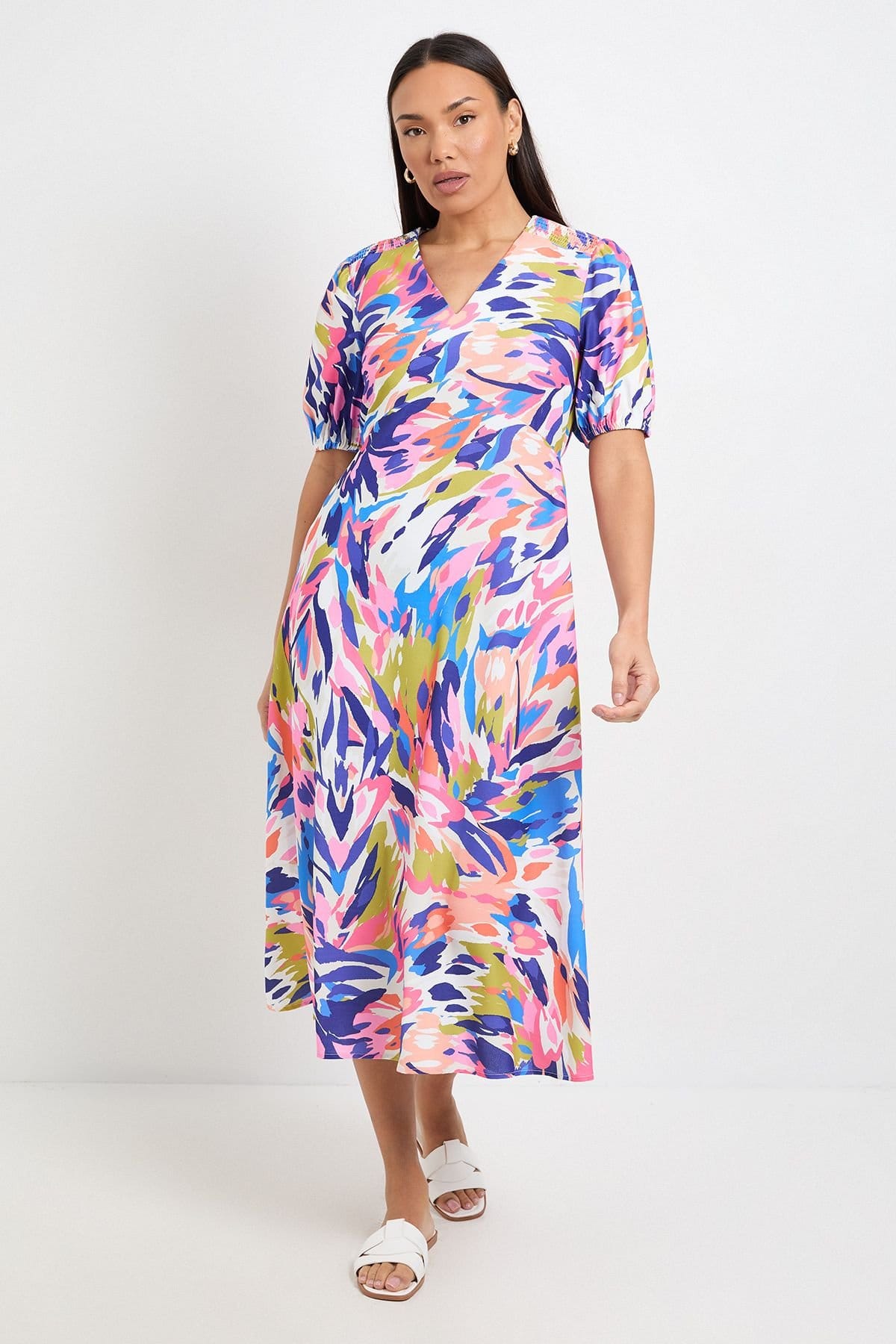 Wallis Women's Summer Abstract Tea Dress in Blue