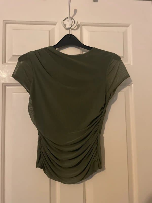 ASOS Design ASOS Design mesh drape top with cap sleeve in khaki
