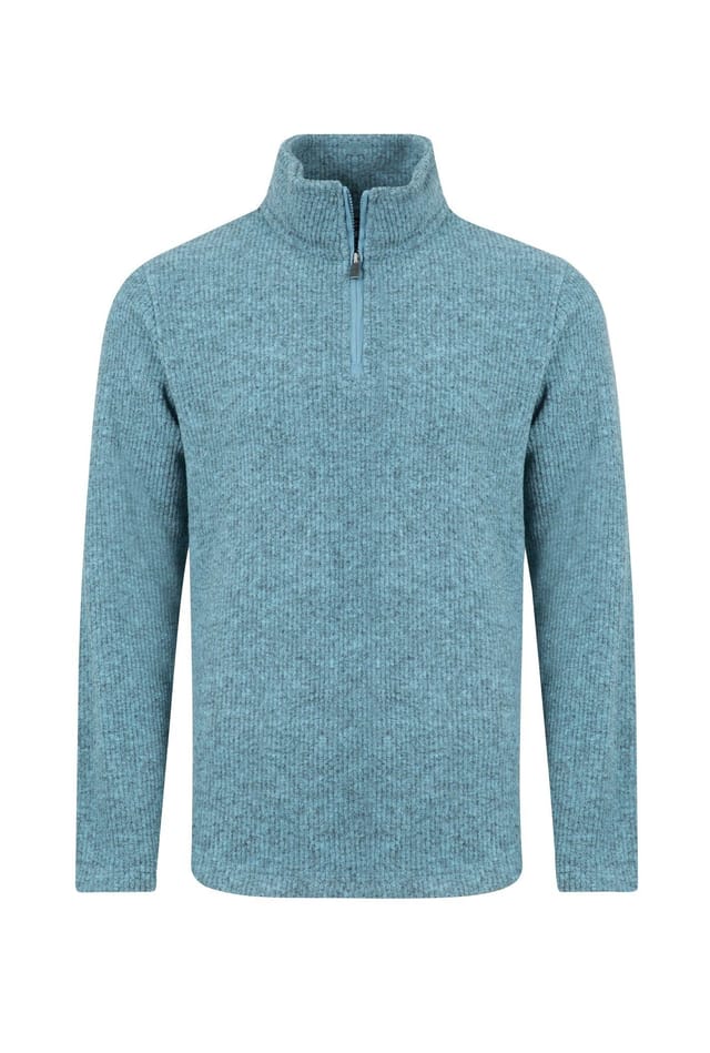 Weird Fish Weird Fish Men's Newport 1/4 Zip Ribbed Fleece in Light Blue - 2