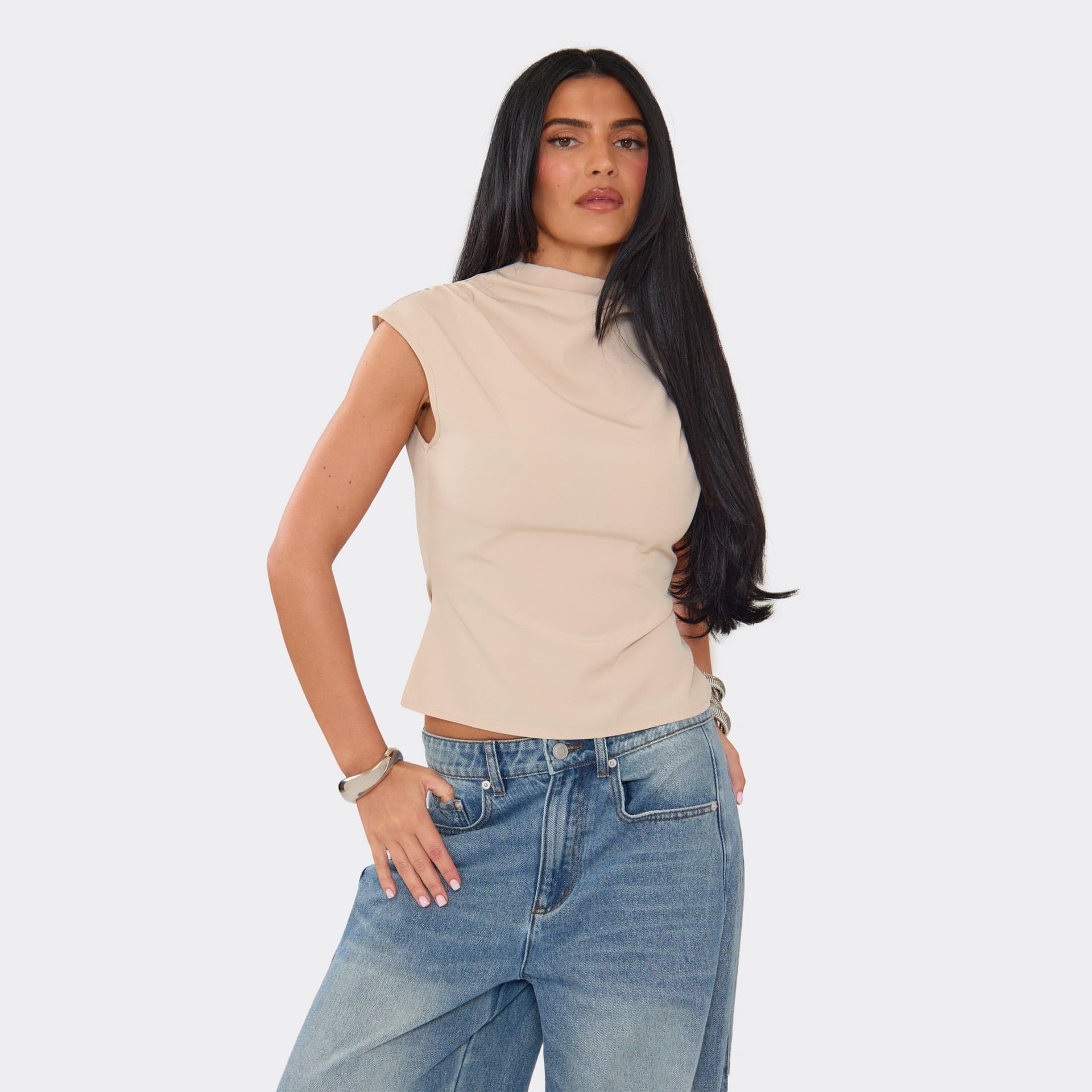 EGO EGO Stone Ruched Cinched Waist Top