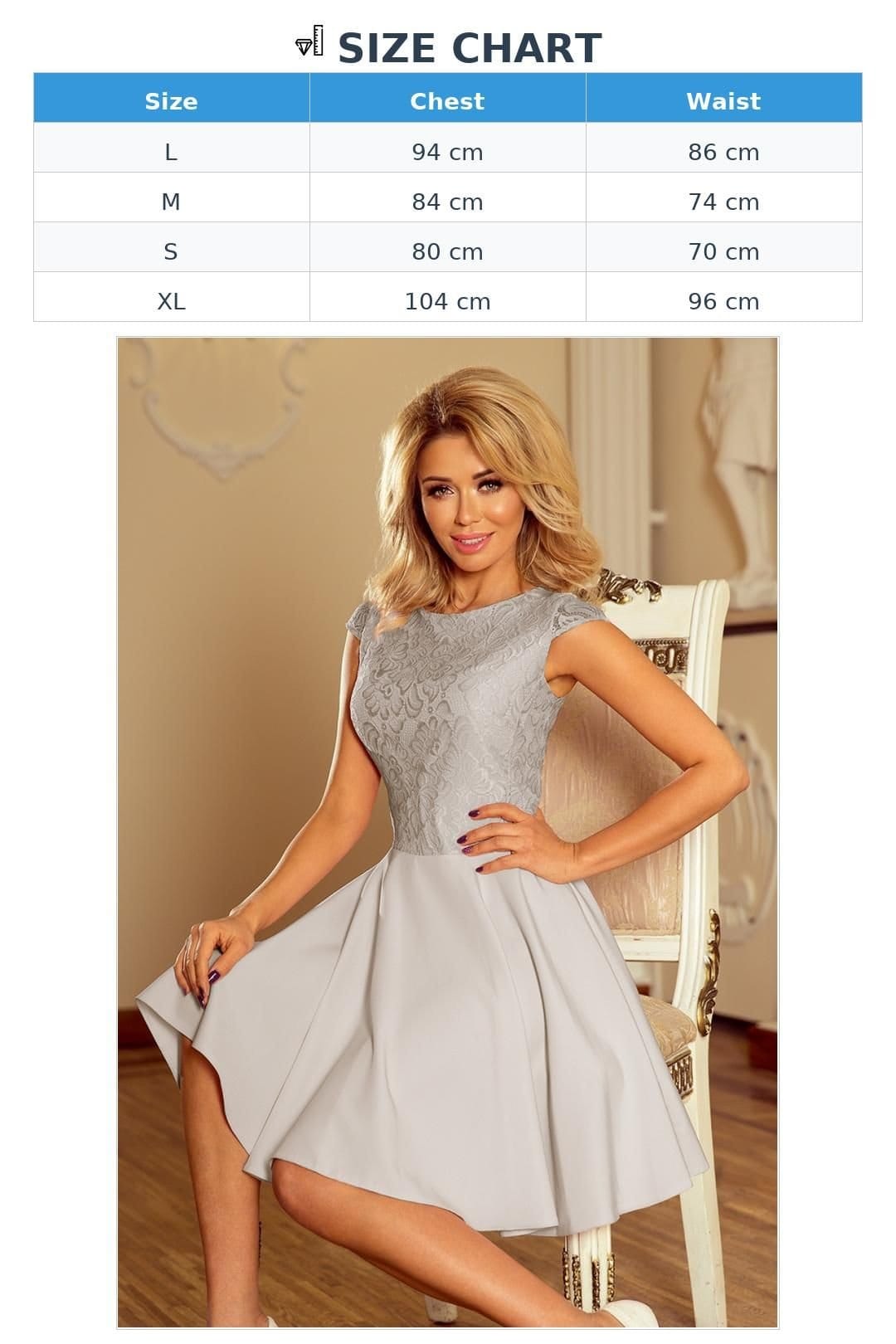 Love Lace Love Lace Women's MARTA Lace Flared Evening Dress in Grey - 4