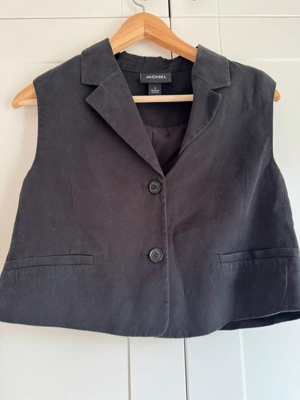 Monki Black Fully Lined Waistcoat Top