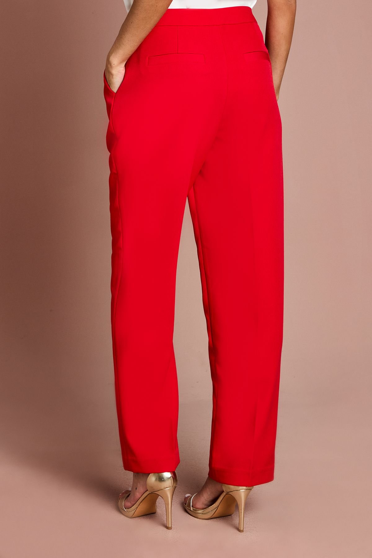 Coast Coast Women's Pleat Front Straight Leg Formal Trouser in Red - 3