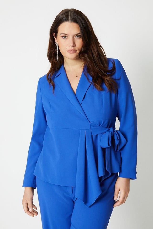 Coast Coast Women's Plus Size Waterfall Drape Wrap Blazer in Blue - 2
