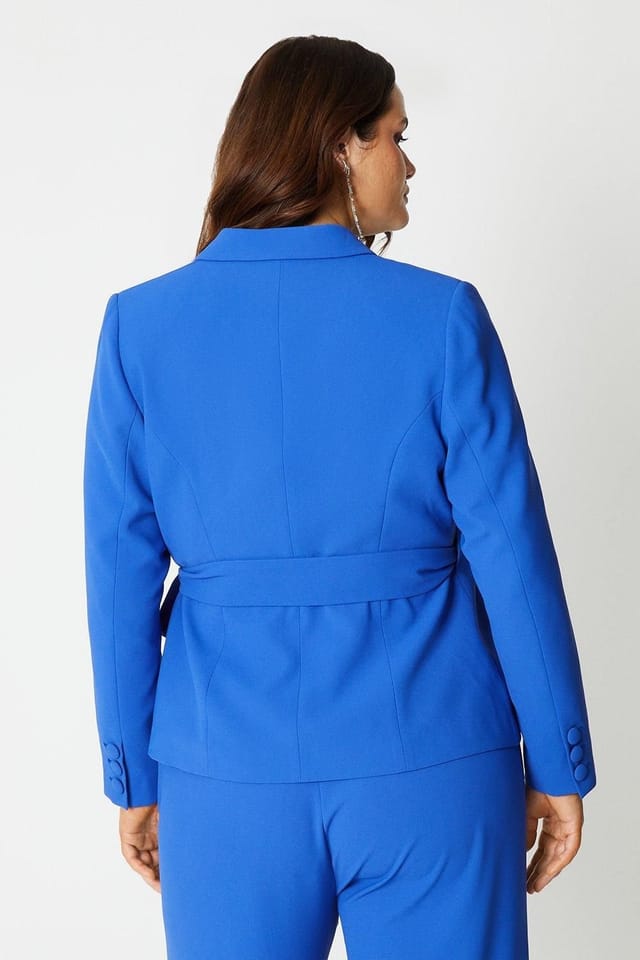 Coast Coast Women's Plus Size Waterfall Drape Wrap Blazer in Blue - 3