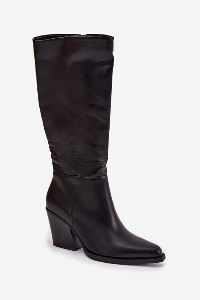 Love Lace Love Lace Women's Classic Insulated Heel Boots with Side Zipper Pointed Toe in Black - 2