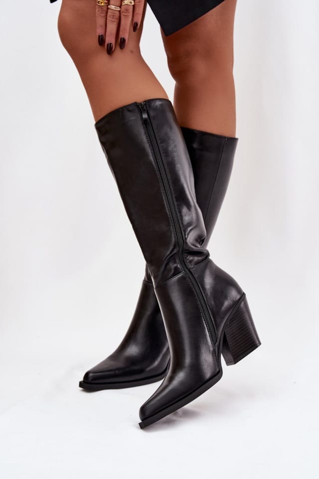 Love Lace Love Lace Women's Classic Insulated Heel Boots with Side Zipper Pointed Toe in Black - 3
