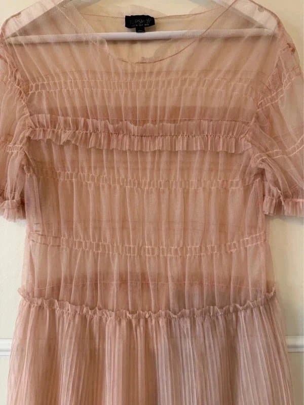 Topshop Topshop pink tulle mini dress with ruffles size 8