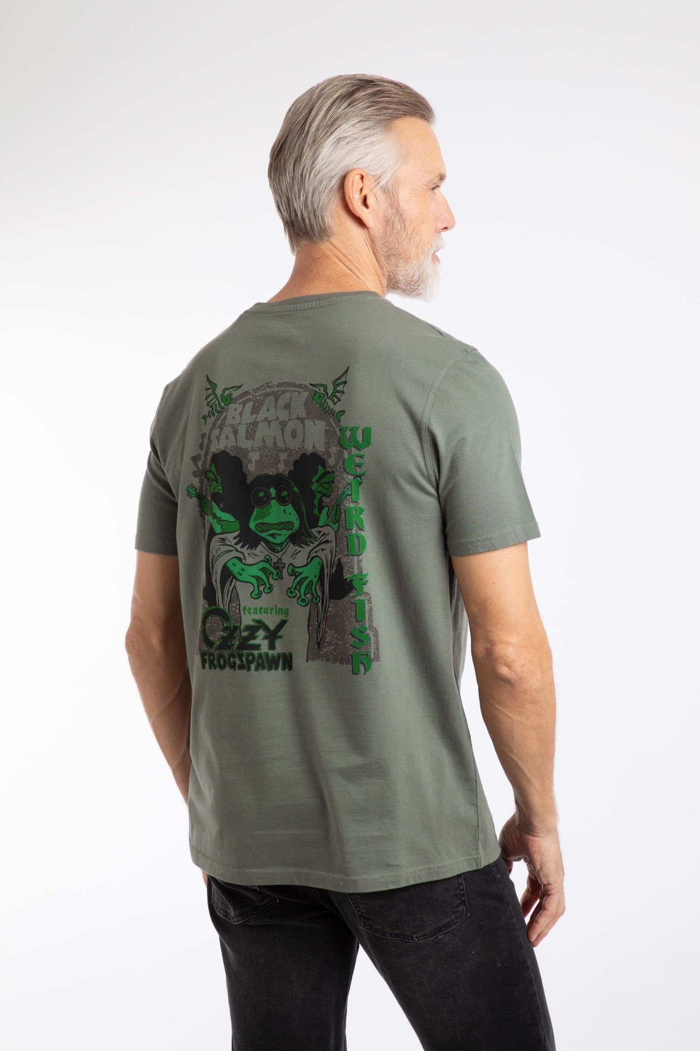 Weird Fish Weird Fish Men's Black Salmon Artist T-Shirt in Mid Grey