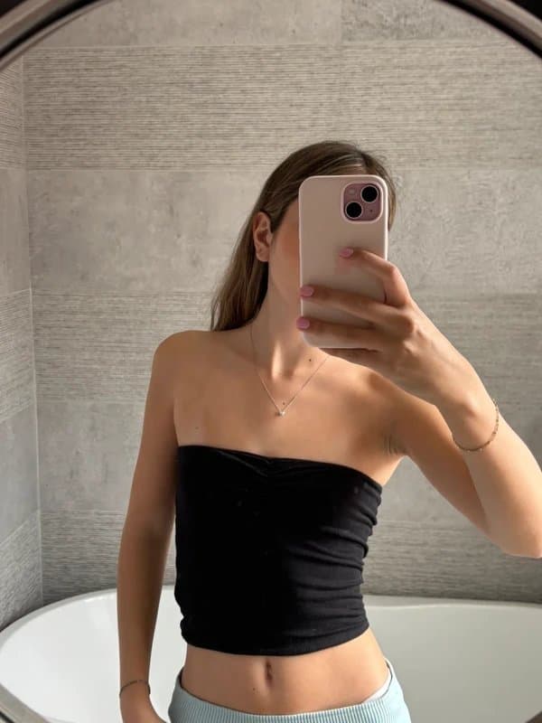 Topshop Ruched vintage Topshop black bandeau top