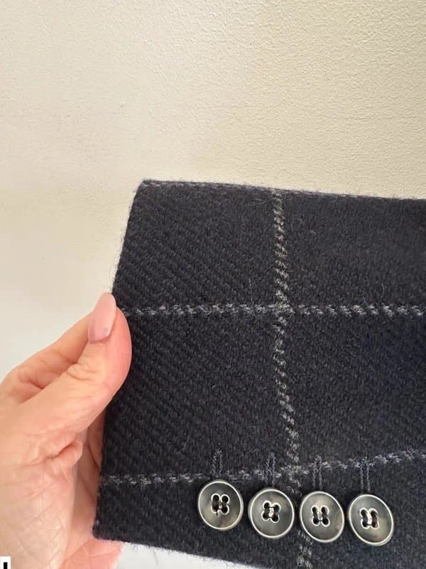 Magee Magee Ireland tweed blazer jacket navy blue windowpane check 44 short donegal 100% Lambswool