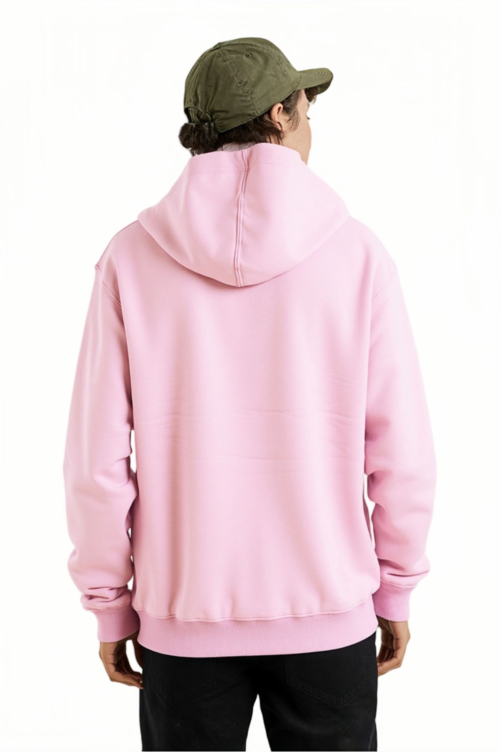 SweetLook SweetLook Men's Plain Full Zip Up Polyester Hoodies for Men Uk in Light Pink - 2