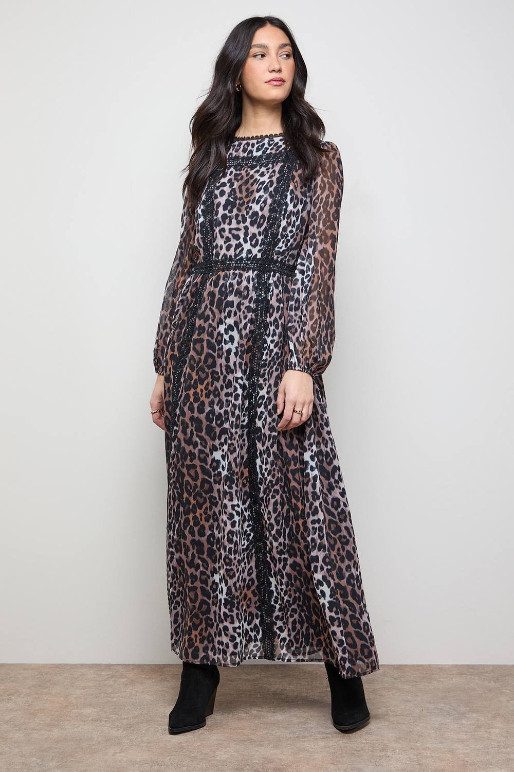 Oasis Oasis Women's Printed Lace Trim Balloon Sleeve Midi Smock Dress - 2