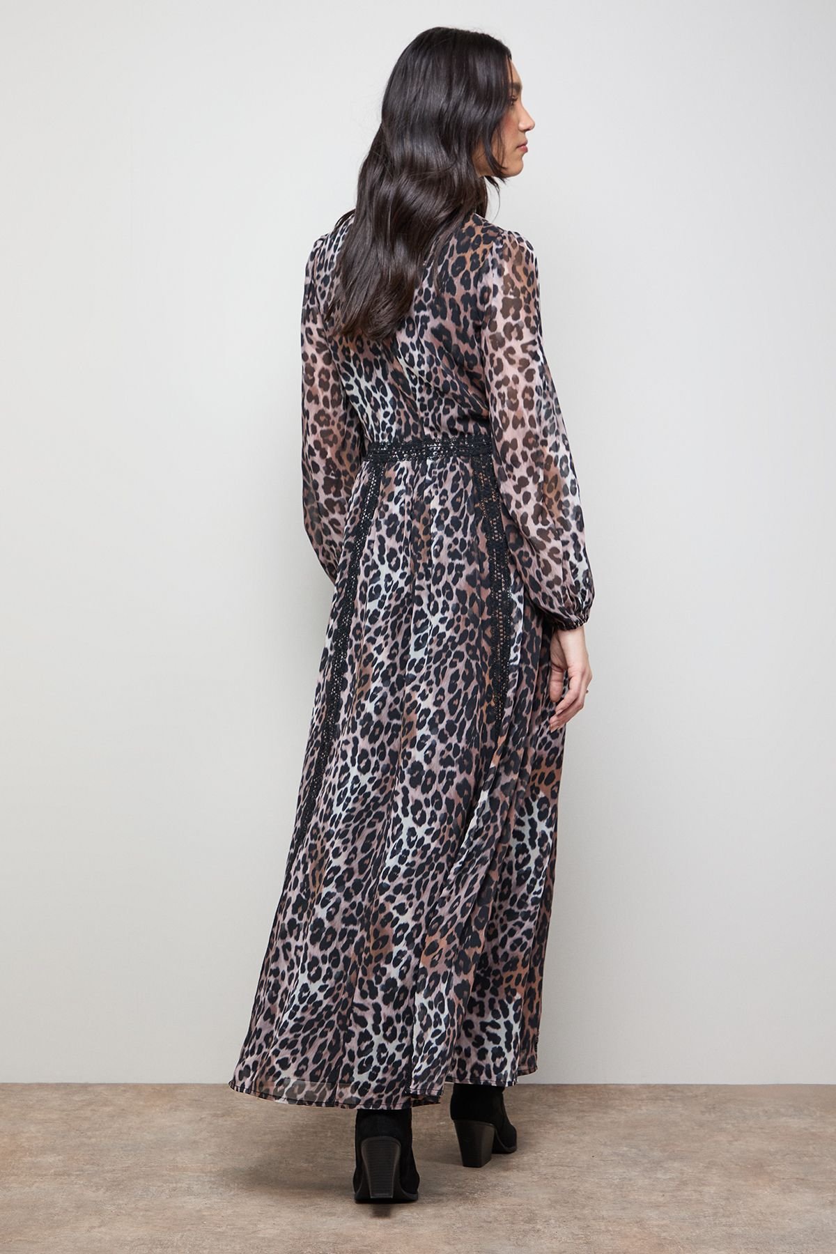 Oasis Oasis Women's Printed Lace Trim Balloon Sleeve Midi Smock Dress - 3