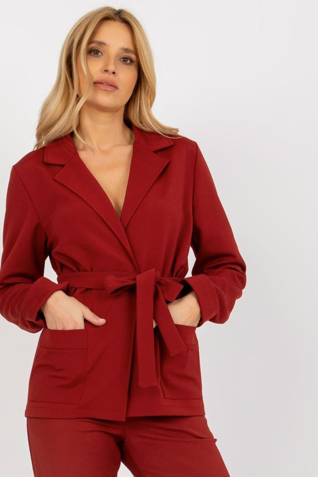Love Lace Love Lace Women's Long Sleeve Binding Jacket with Pockets in Red
