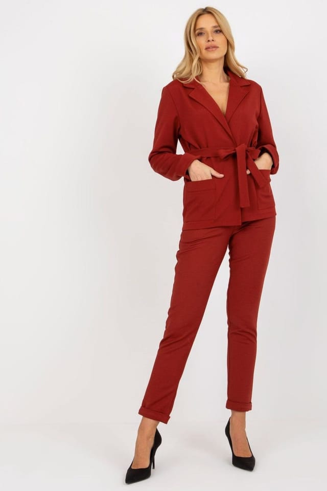 Love Lace Love Lace Women's Long Sleeve Binding Jacket with Pockets in Red - 2