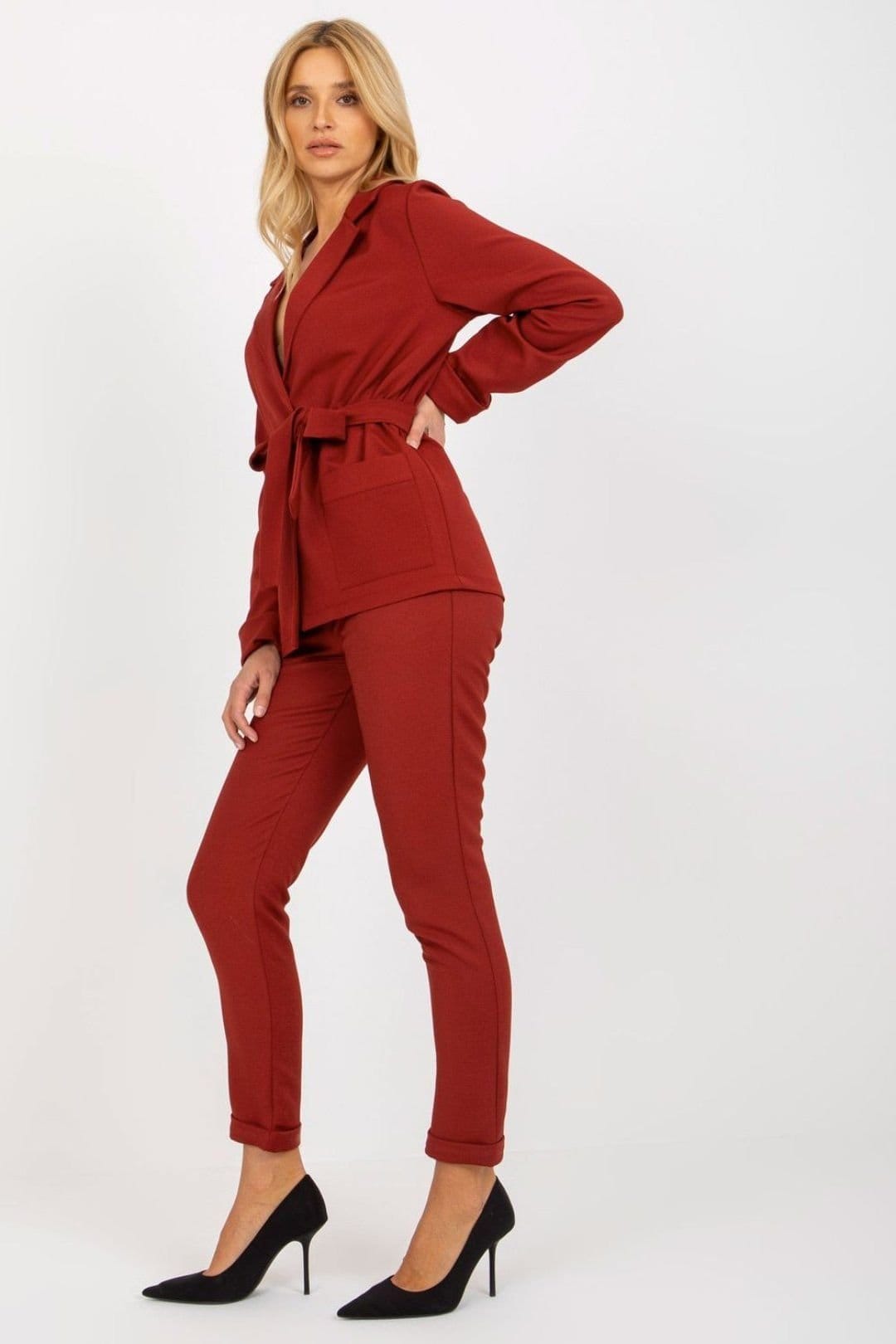Love Lace Love Lace Women's Long Sleeve Binding Jacket with Pockets in Red - 4