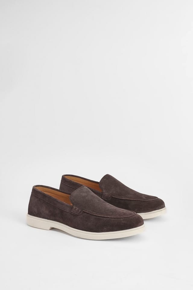 Burton Burton Men's Chocolate Suede Slip-On Loafers - 3