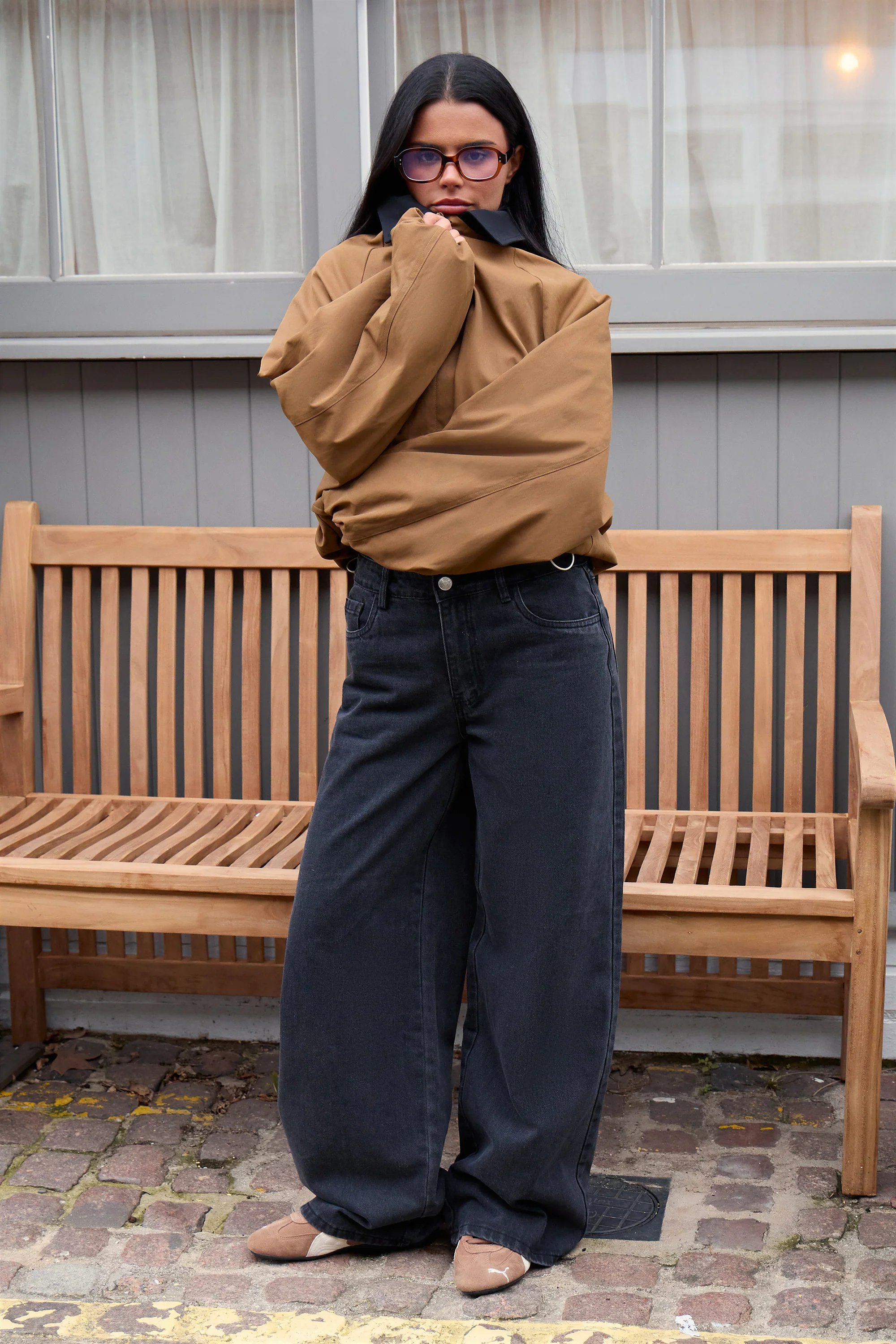 Kaiia Kaiia Drawcord Hem Technical Jacket Camel - 3