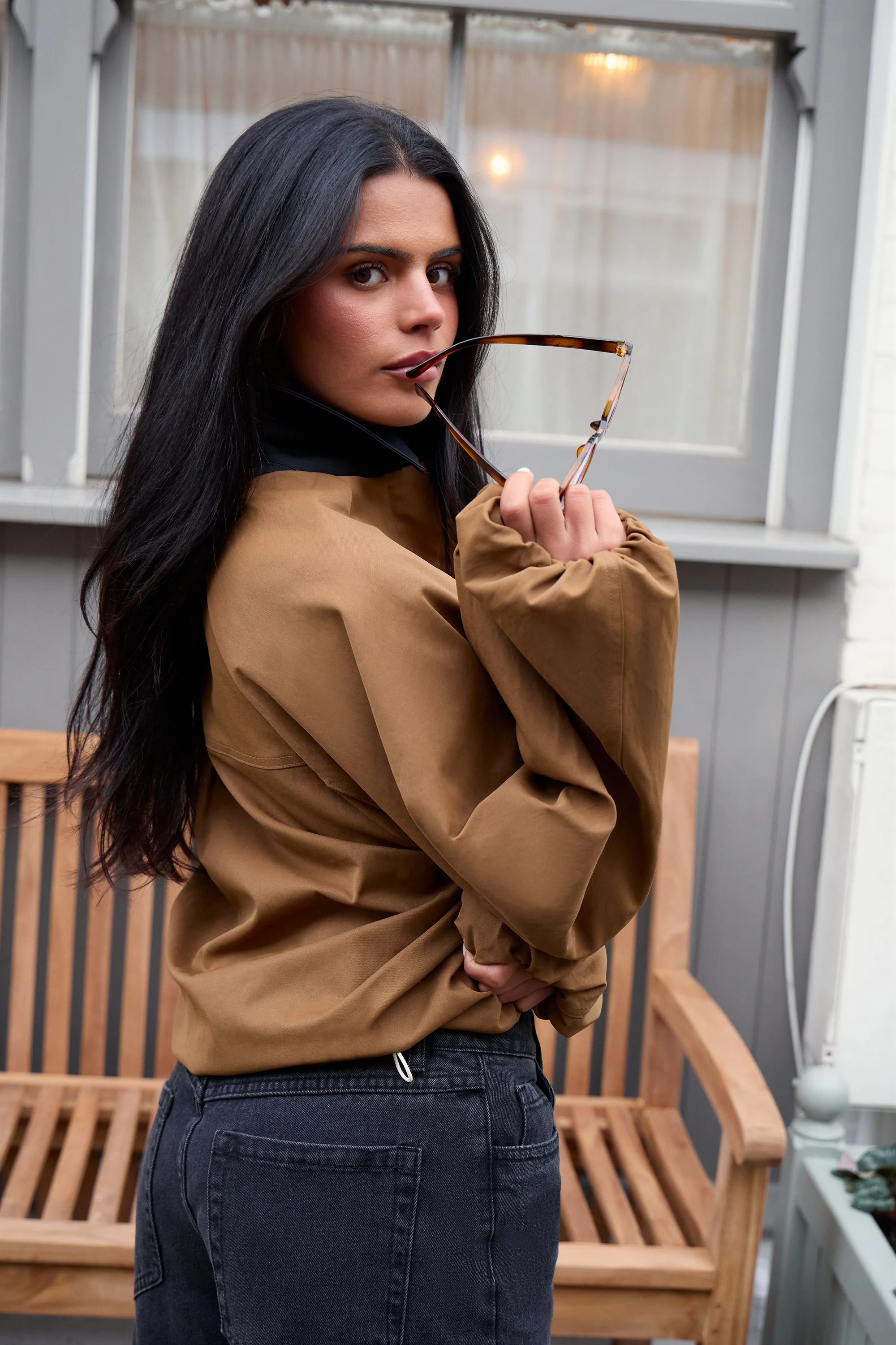 Kaiia Kaiia Drawcord Hem Technical Jacket Camel - 4