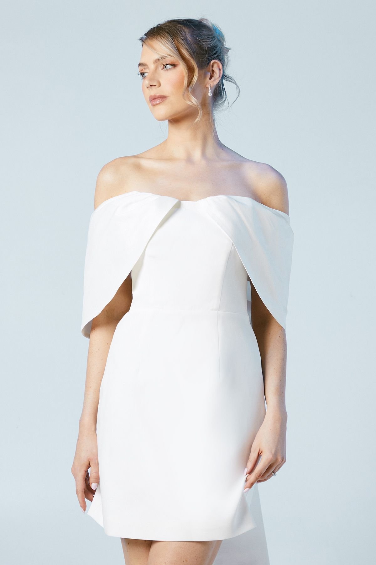 Coast Coast Women's Statement Bardot Taffeta Crepe Mini Bridal Dress in Ivory - 3