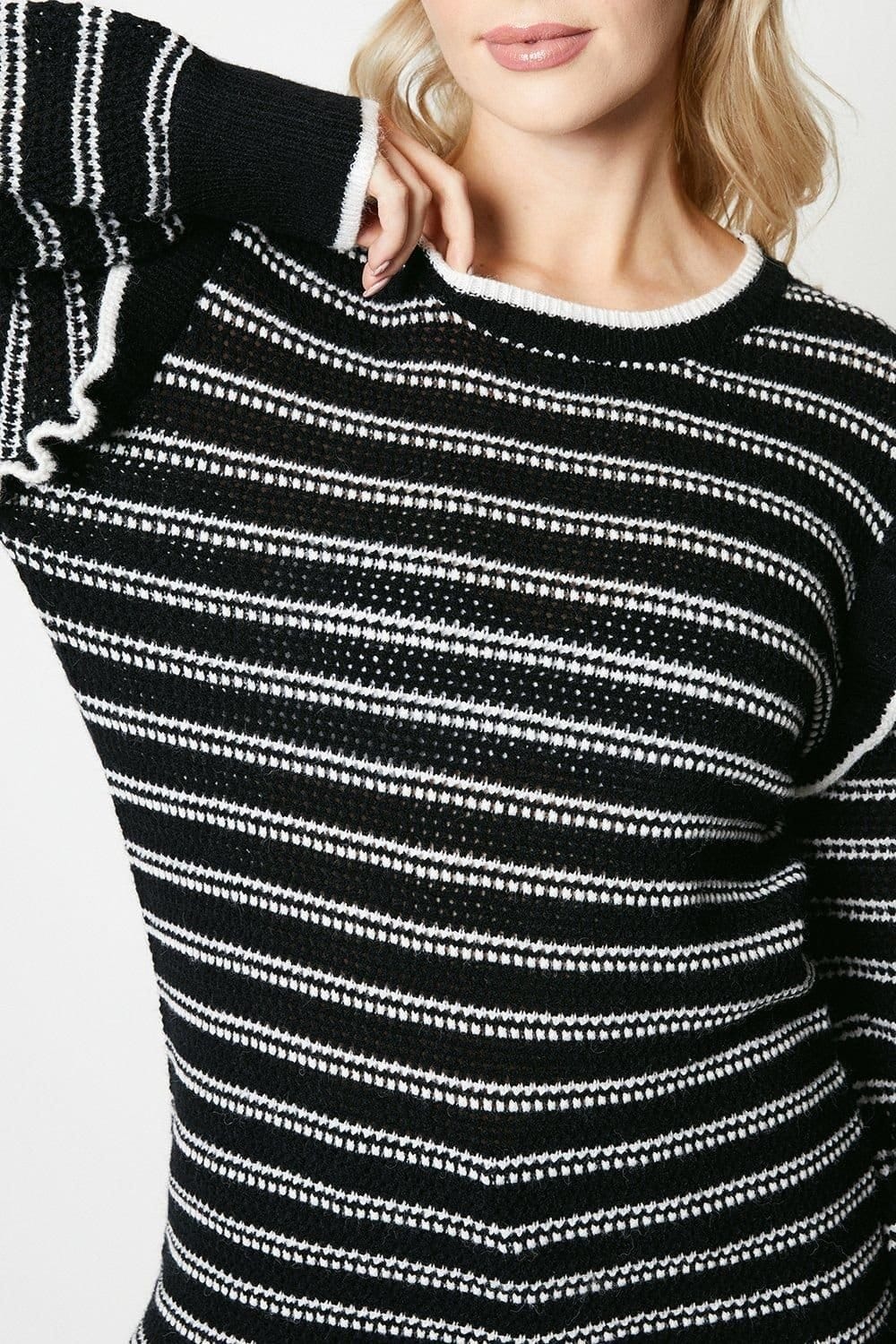 Principles Principles Women's Stripe Frill Sleeve Tunic in Black - 4