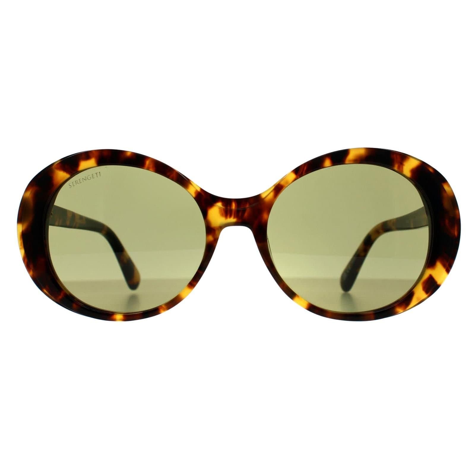 Serengeti Serengeti Women's Round Shiny Tortoise Havana Mineral 555nm Green Photochromic Bacall in Brown