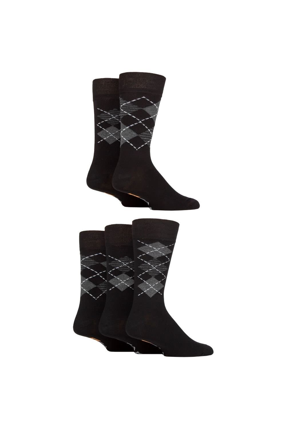 Farah FARAH Men's Mens 5 Pair Argyle, Patterned & Striped Bamboo Socks in Dark Grey