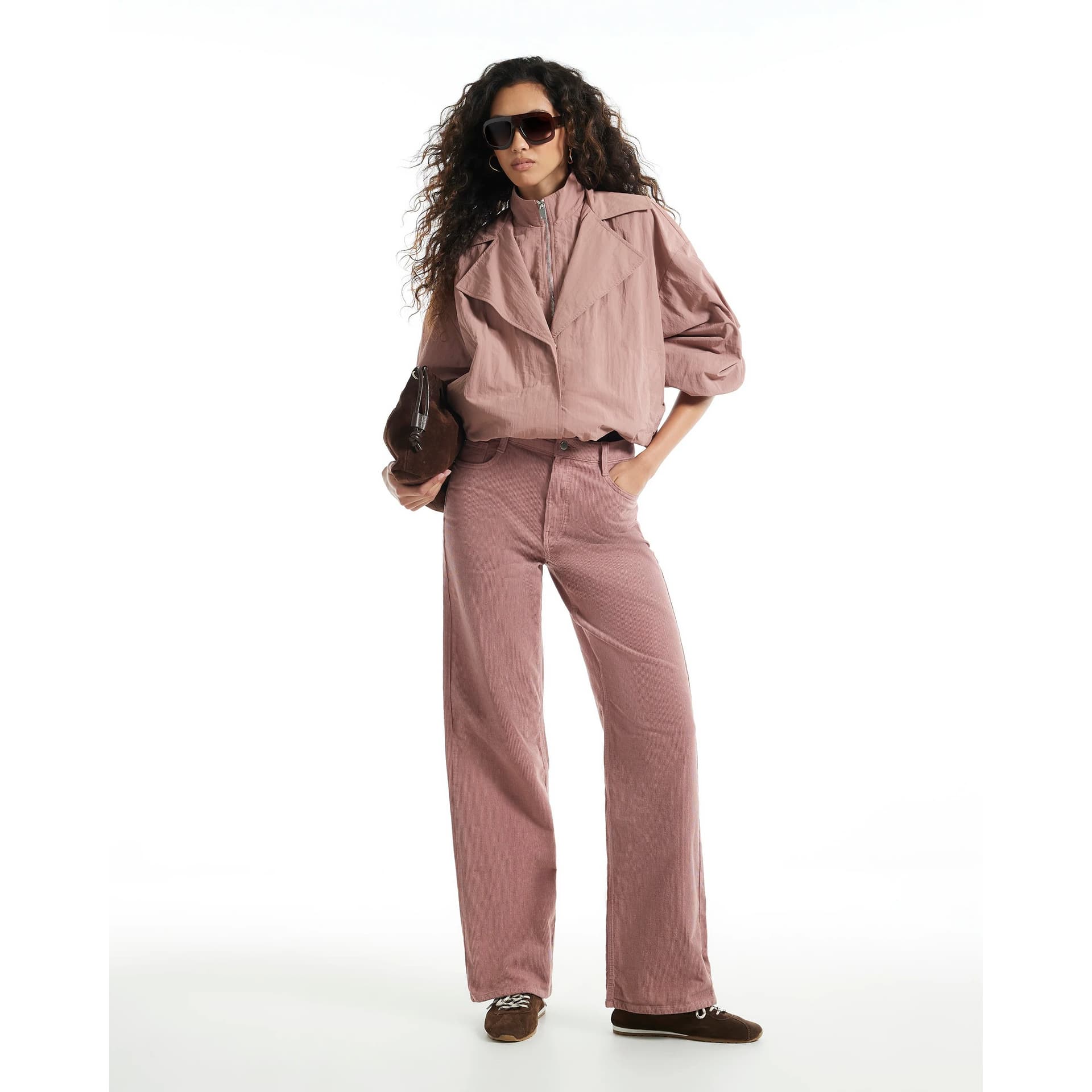 River Island River Island Womens Pink Corduroy Relaxed Straight Leg Jeans