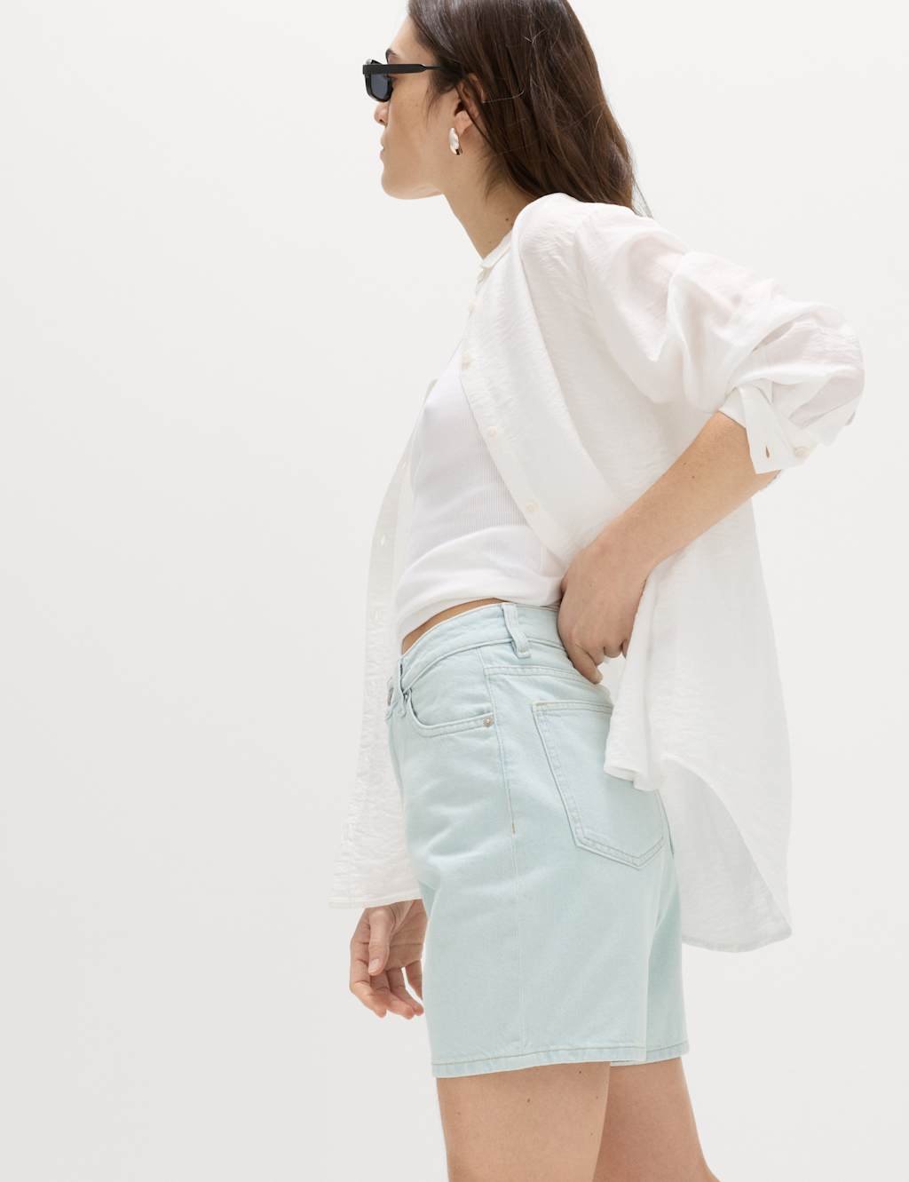 Marks & Spencer M&S Pure Cotton Denim Classic Shorts Light Indigo - 2