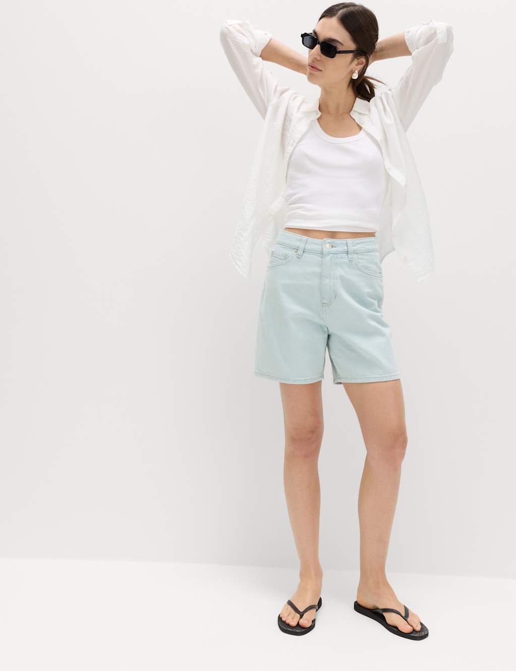 Marks & Spencer M&S Pure Cotton Denim Classic Shorts Light Indigo - 4