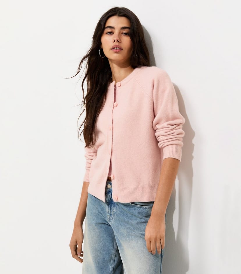 New Look Women's Light Pink Knitted Meet The Jean Raglan Cardigan New Look - 1