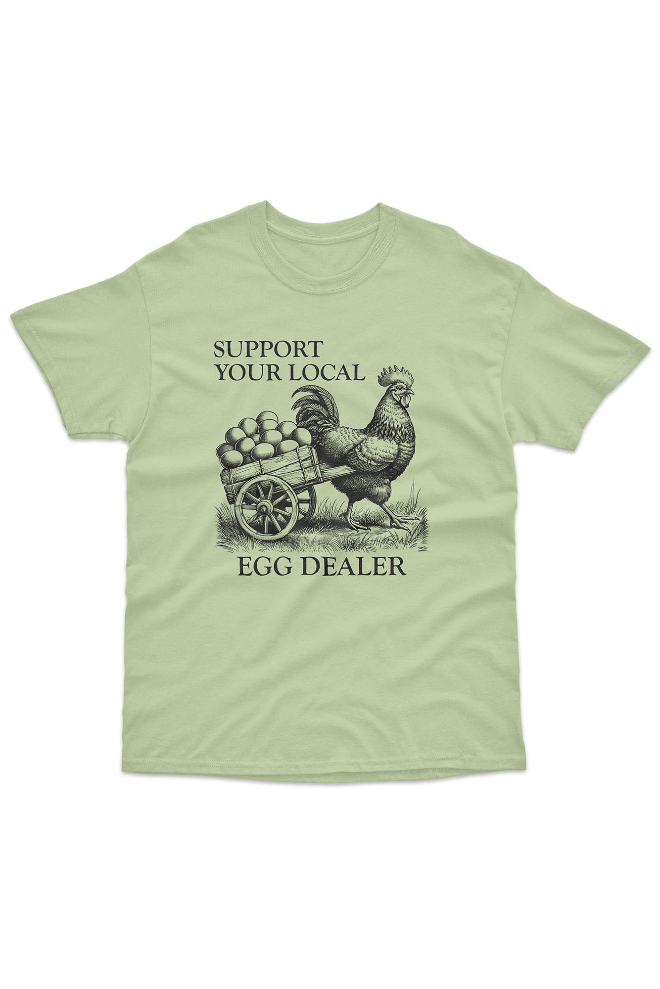 Bad Zebedee Bad Zebedee Men's Support Your Local Egg Dealer Chicken T-Shirt in Light Green - 3