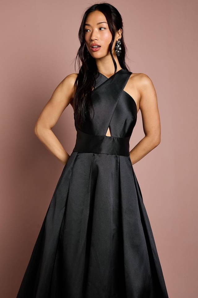 Coast Coast Women's Cross Neck Twill Bridesmaid Dress in Black - 2