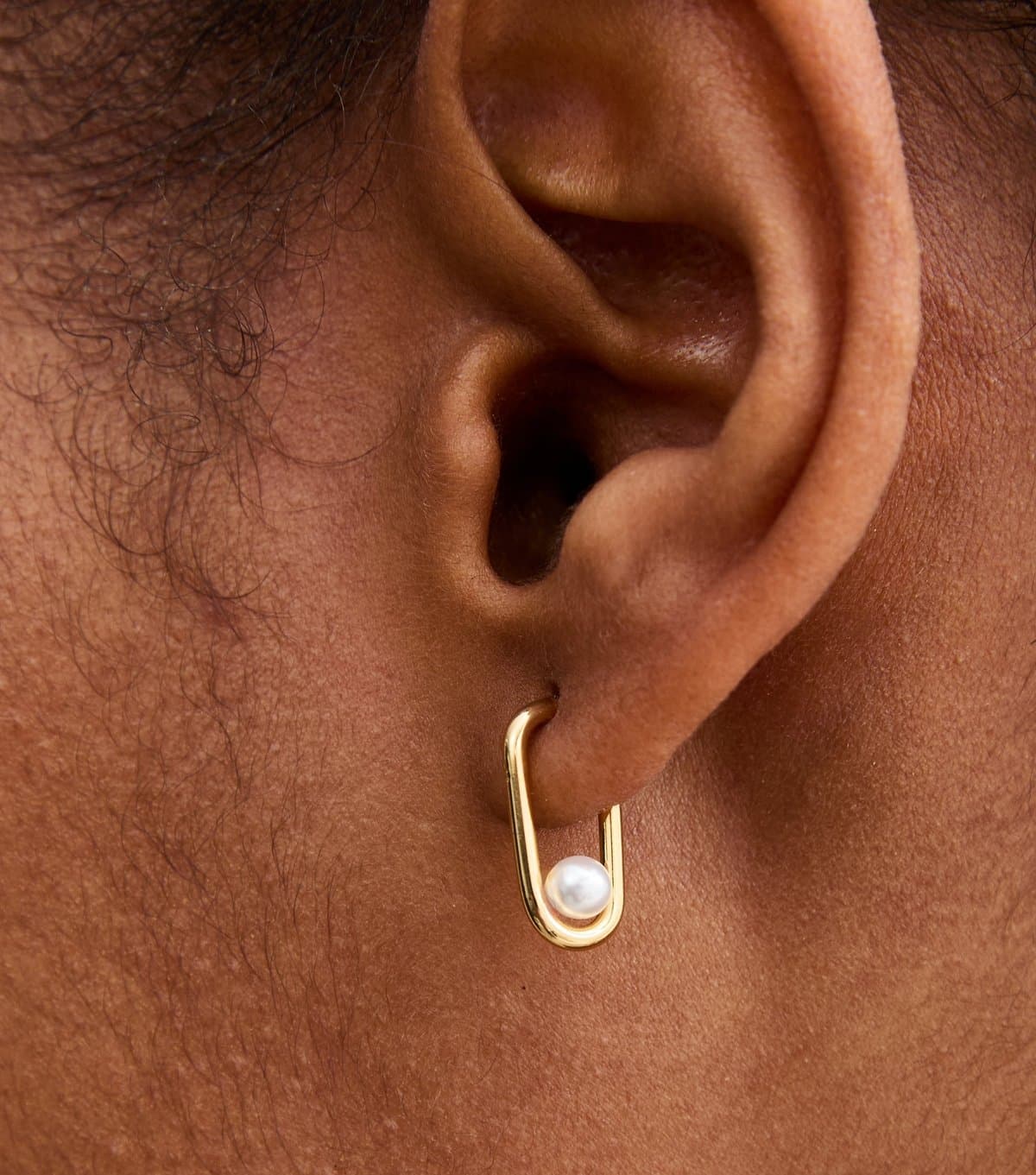 New Look 18ct Gold Plated Faux Pearl Hoop Earrings New Look