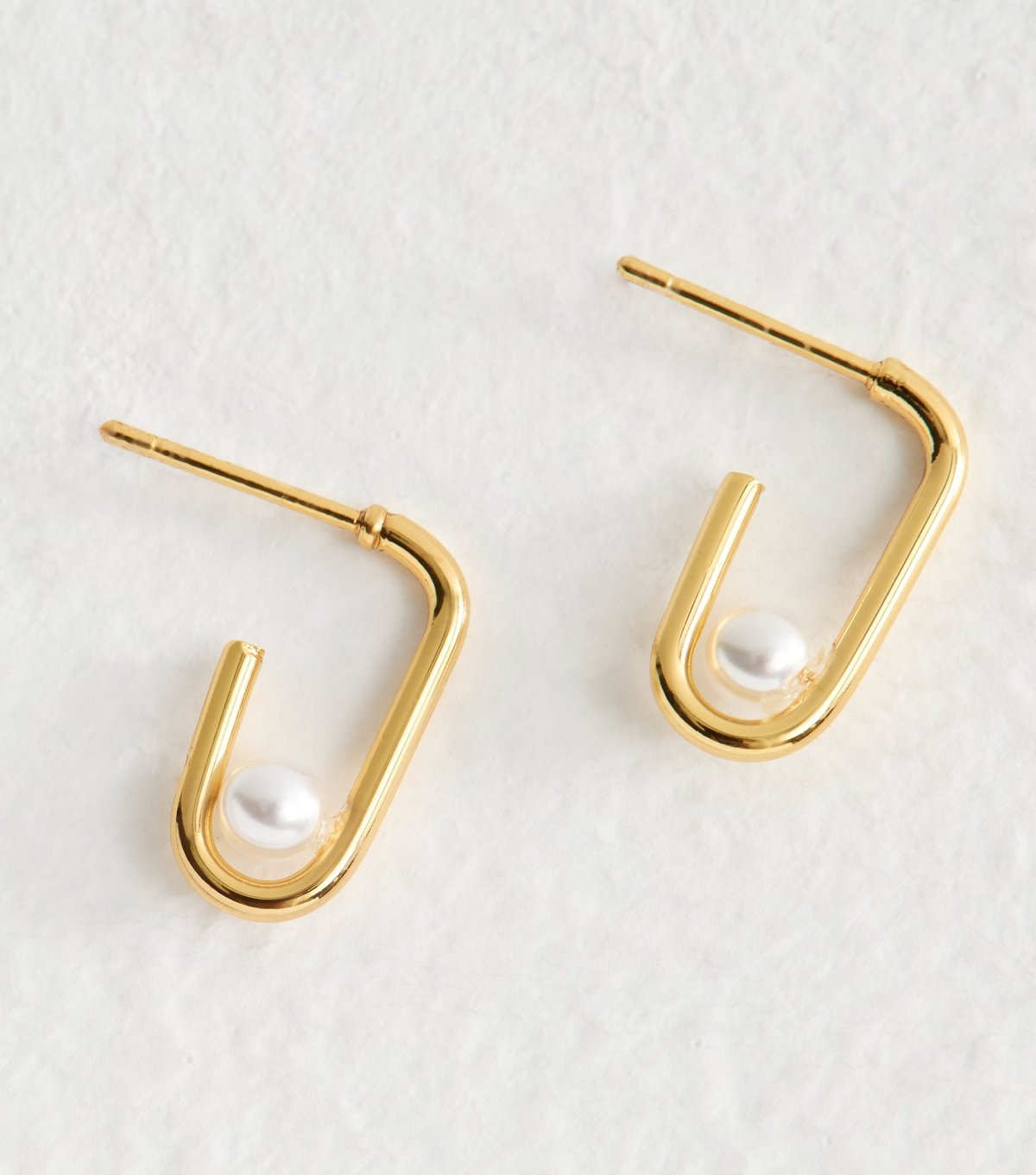 New Look 18ct Gold Plated Faux Pearl Hoop Earrings New Look - 4