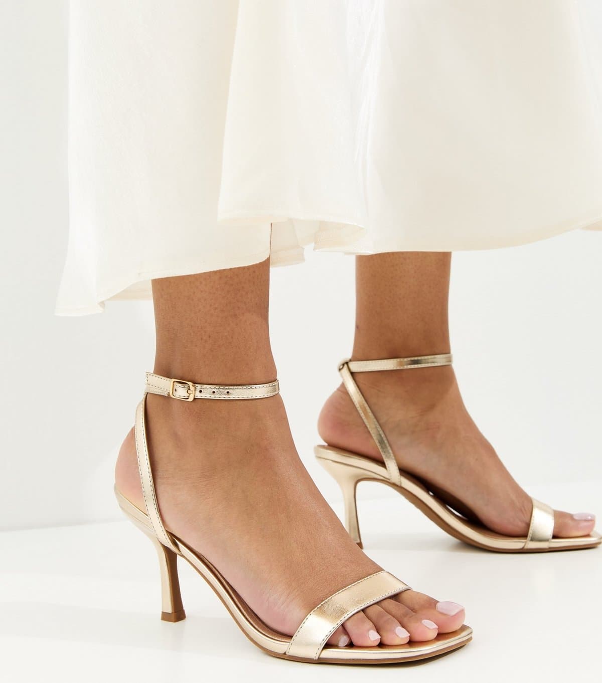 New Look Women's Gold Faux Leather Single Strap Stiletto Sandals New Look