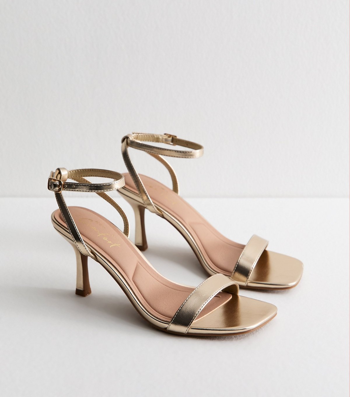 New Look Women's Gold Faux Leather Single Strap Stiletto Sandals New Look - 2