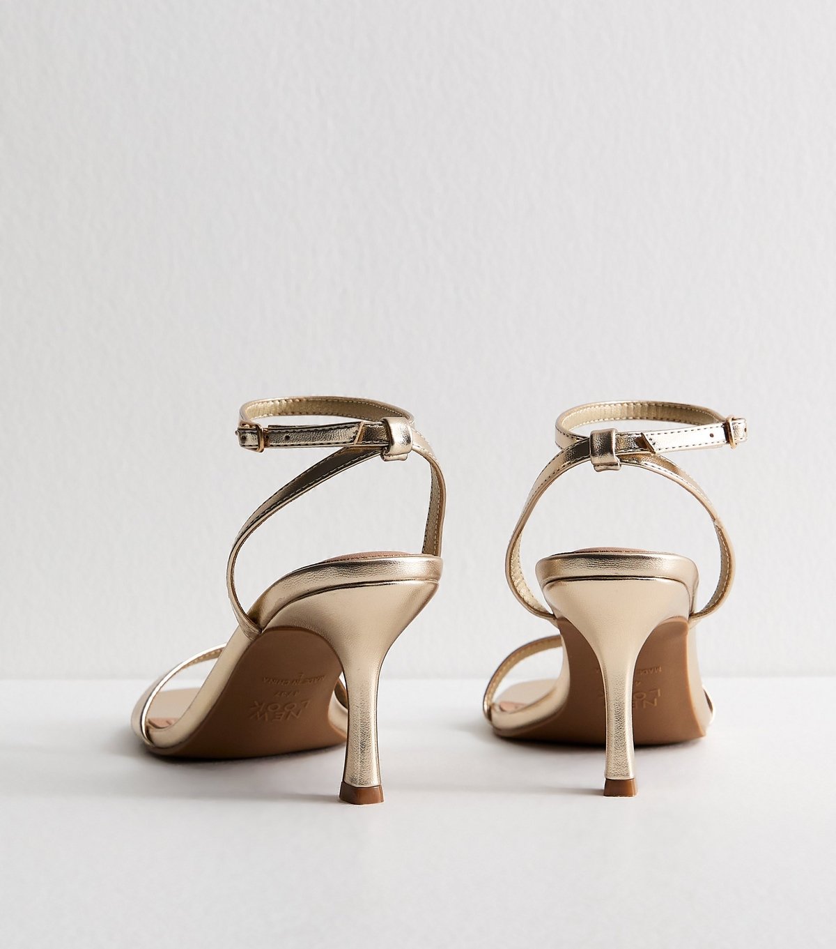 New Look Women's Gold Faux Leather Single Strap Stiletto Sandals New Look - 4